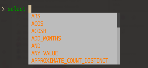 Interactive mode code completion