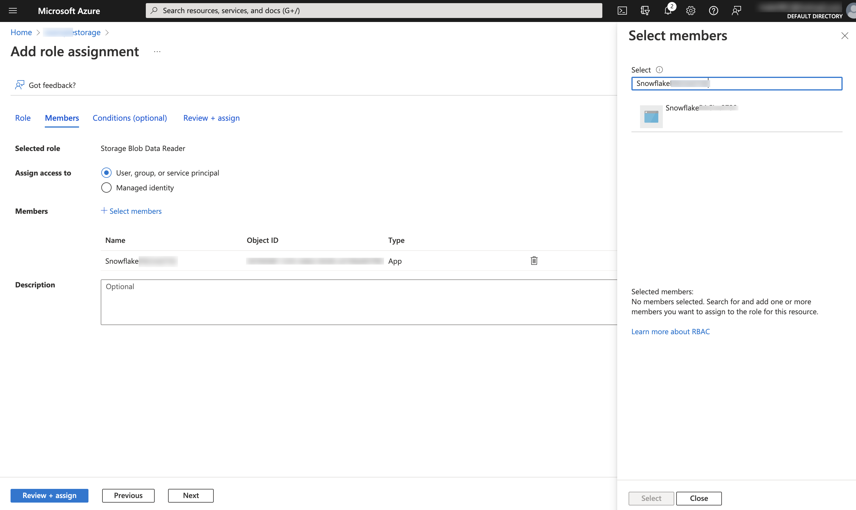 Azure Storage Console에서 역할 할당 추가하기