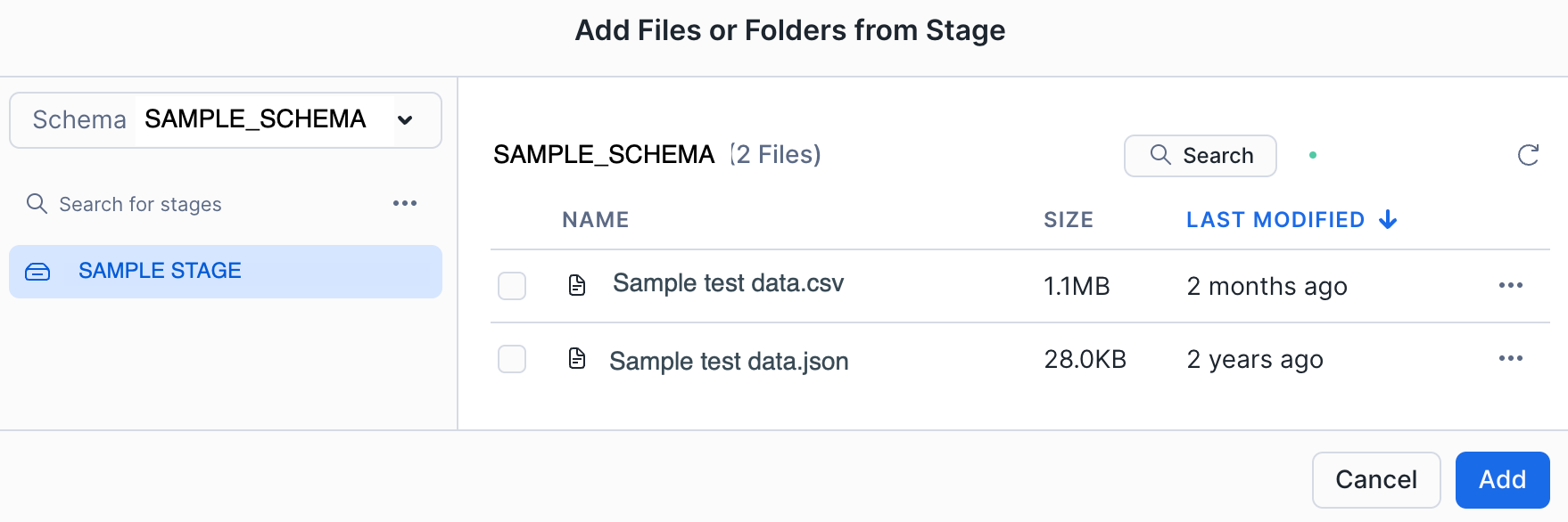 Screenshot showing the Load Data into Table page.