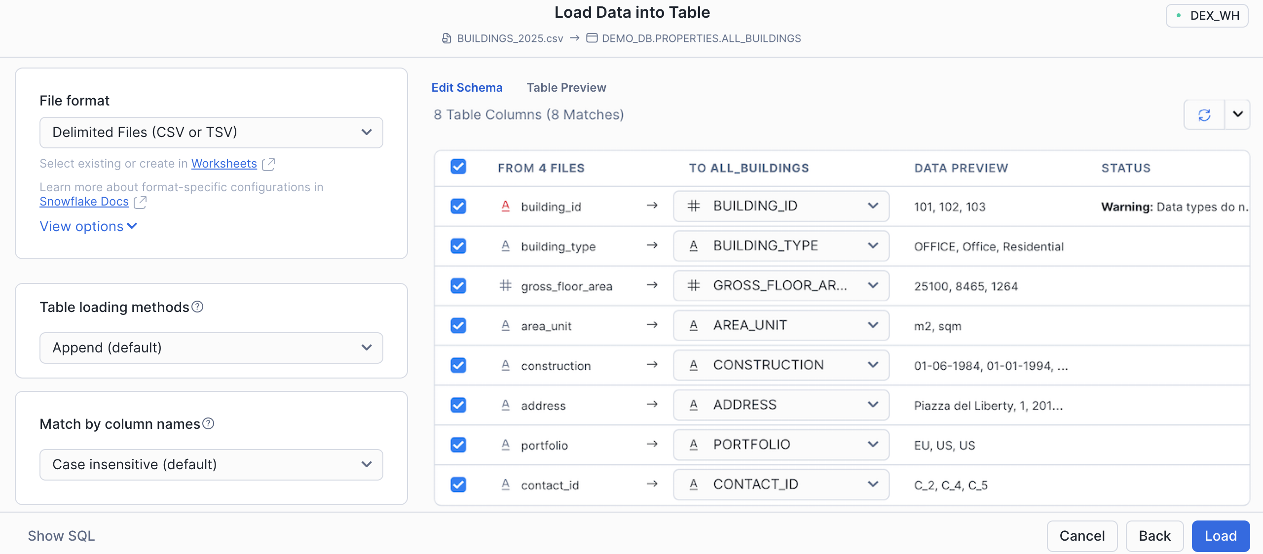 Screenshot showing the Add data into Table page.