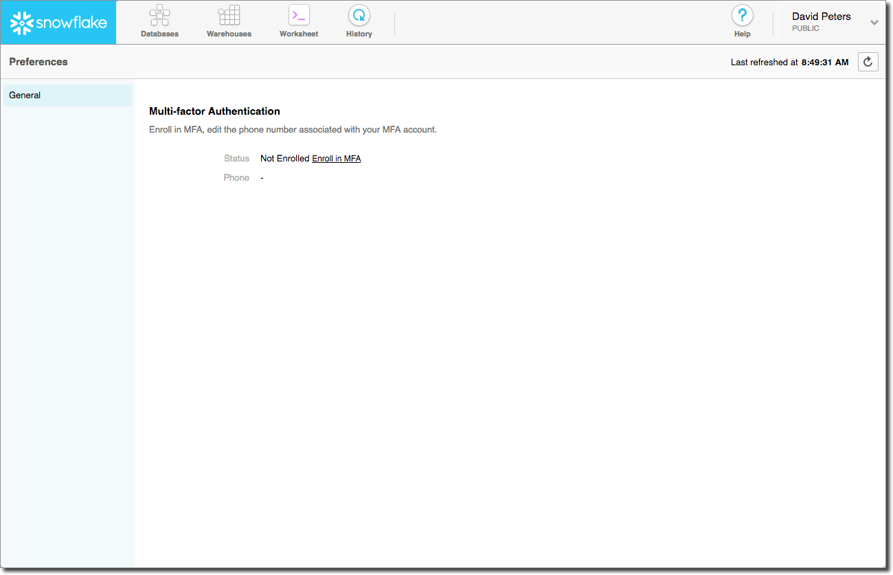 Classic Console의 사용자 메뉴