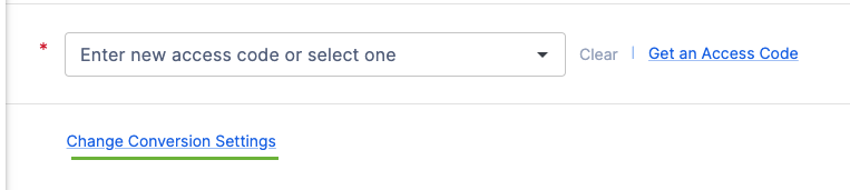 Link to open Conversion Settings