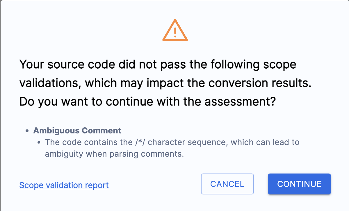 Ambiguous Comment Validation Failed