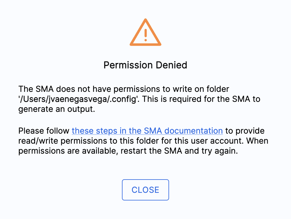 The modal shown when .config is a file instead of a folder