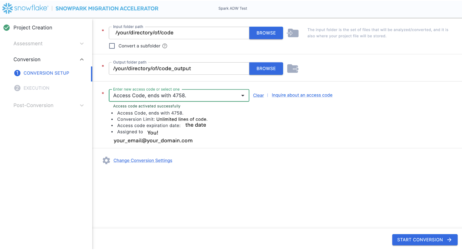 Validate access code