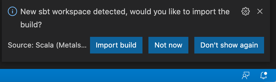 Dialog box prompting you to import the build for the new project