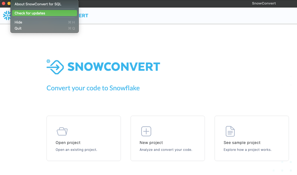 SnowConvert AI - How to update the tool | Snowflake Documentation