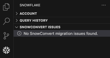 SnowConvert Issue panel