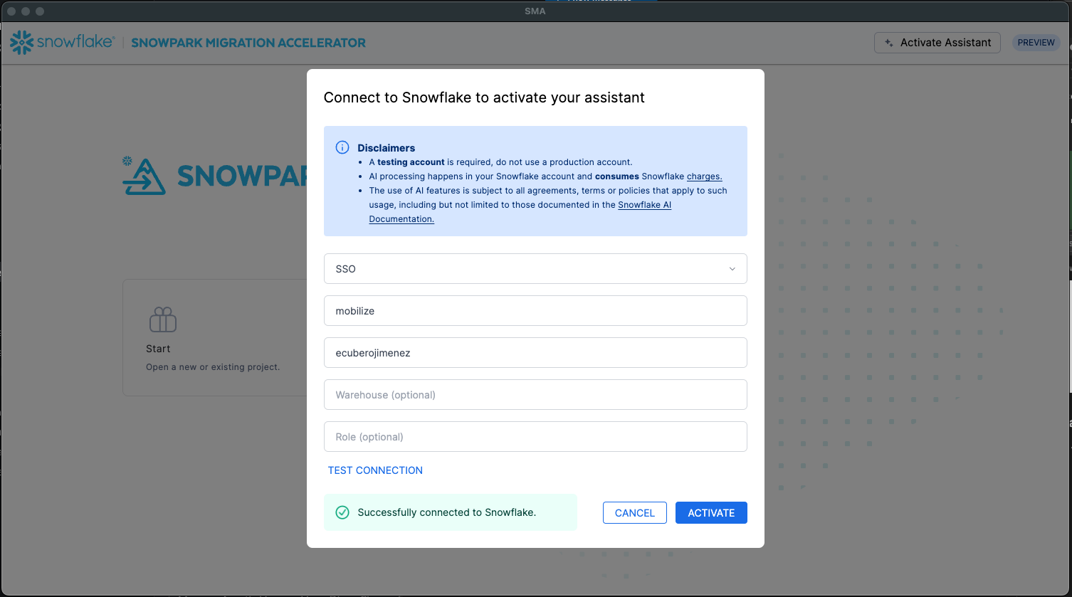 Assistant Test Connection