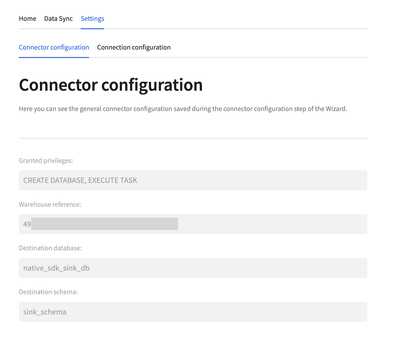 Connector configuration settings