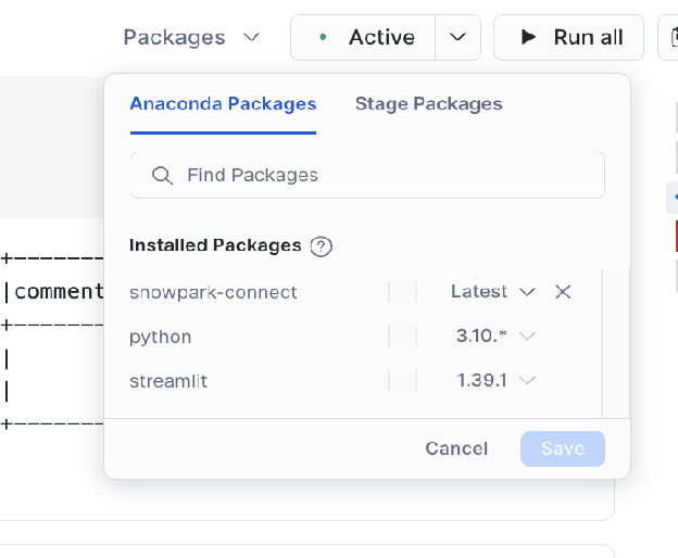 Adding the snowflake-snowpark-connect package in Snowflake Notebook