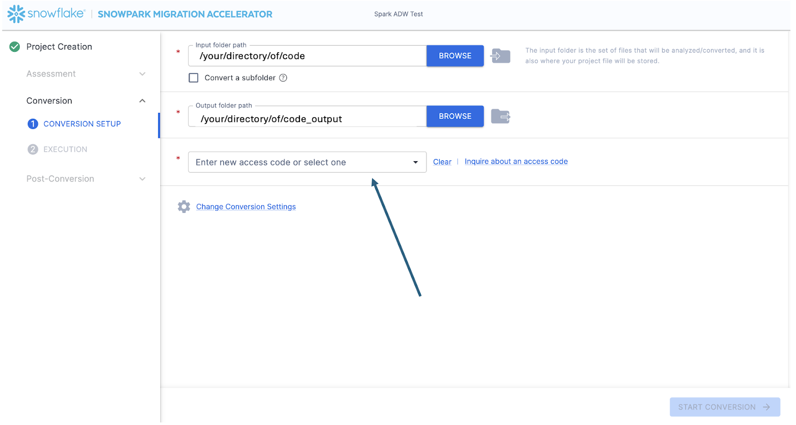 Paste access code