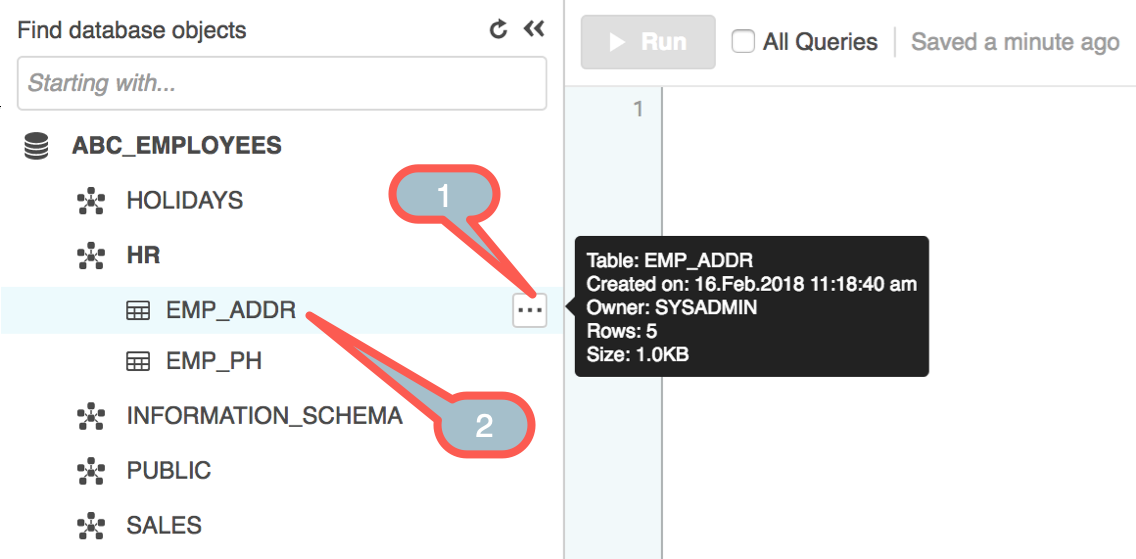 Object browser in the worksheet page