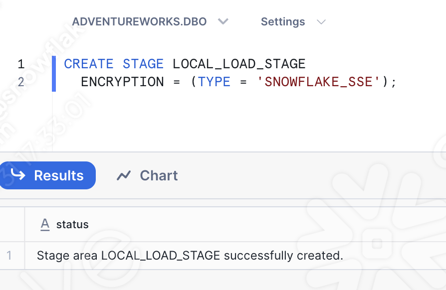 Database and schema selected