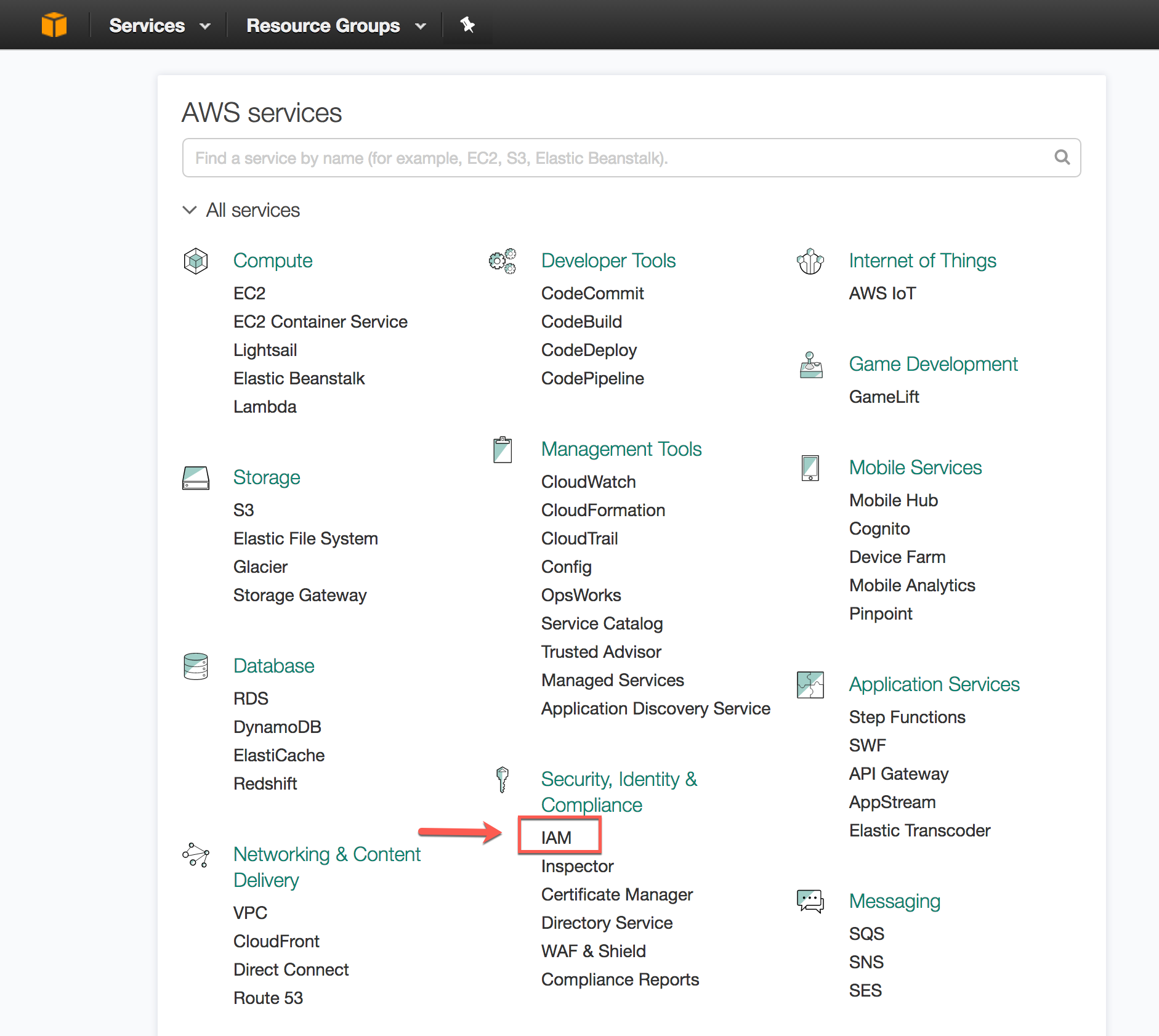 Identity & Access Management in AWS Management Console