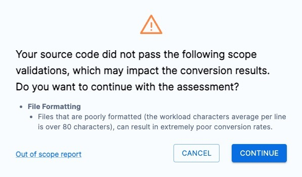Échec de la validation du format des fichiers