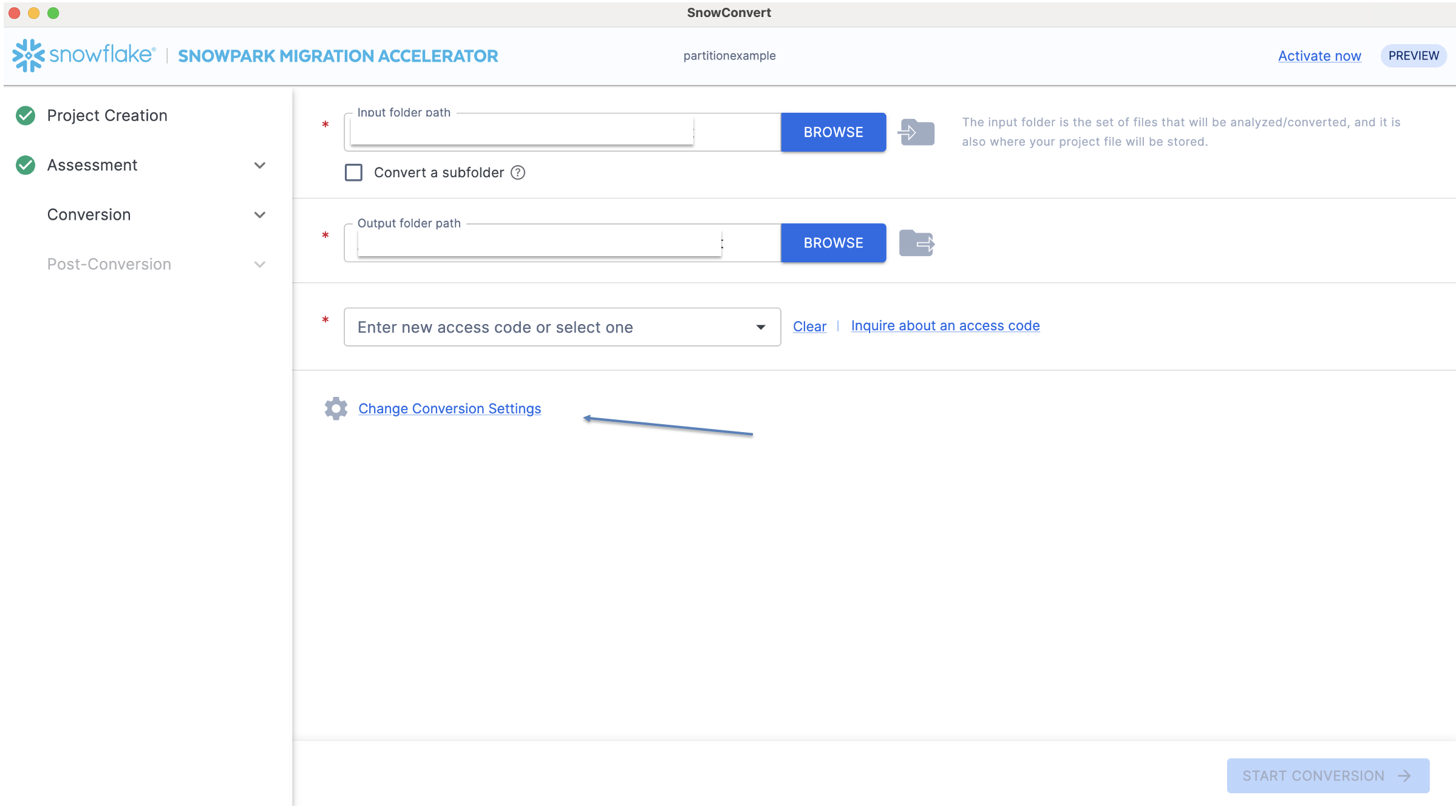 Option de paramètre de conversion