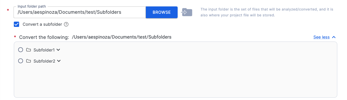 Folder explorer of SnowConvert AI