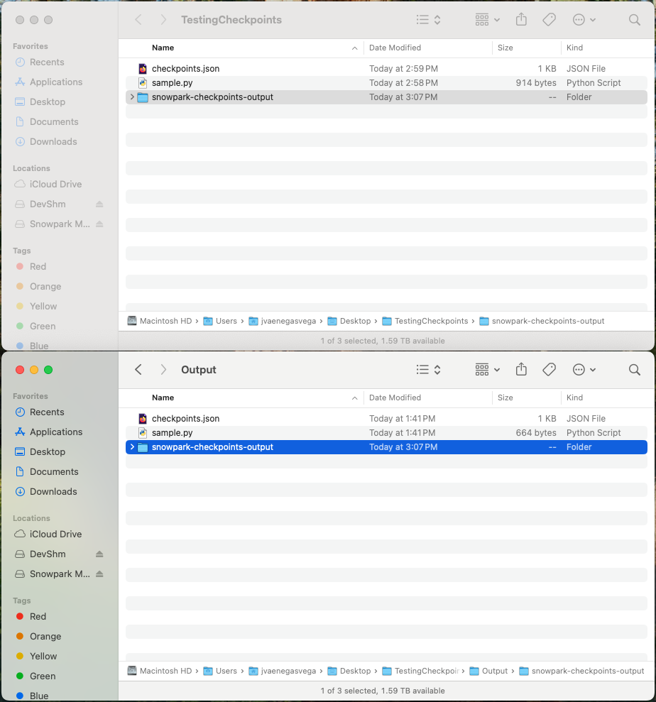Copying collection process output into the validation workload