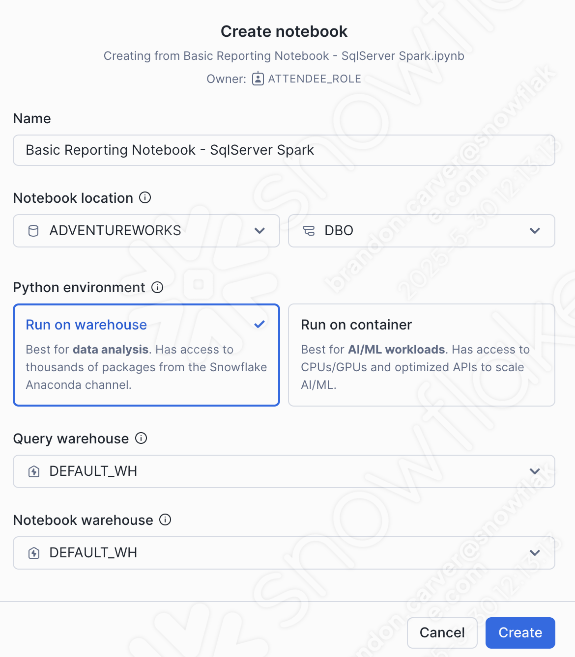 Create notebook page