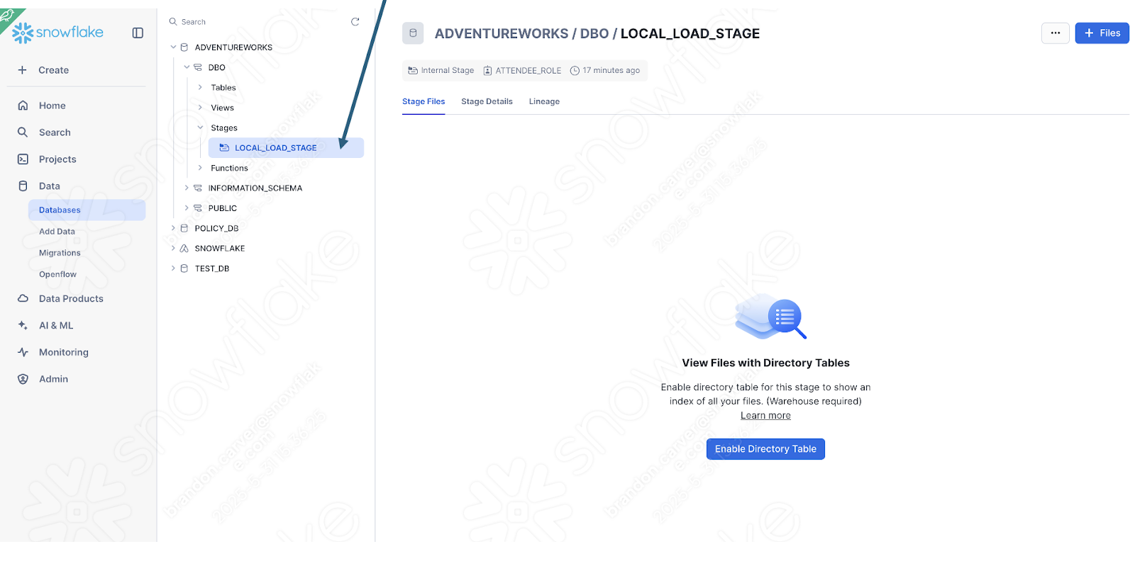 Created stage located