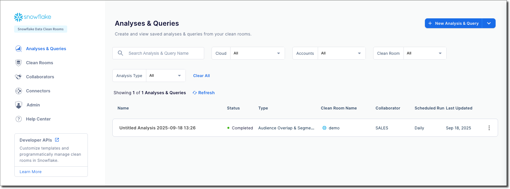 분석 룸 목록 페이지