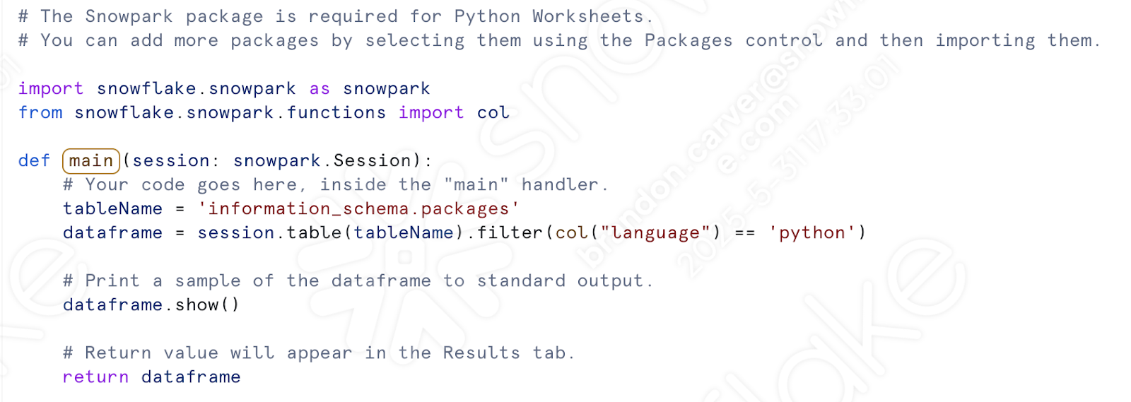 Generated Python template