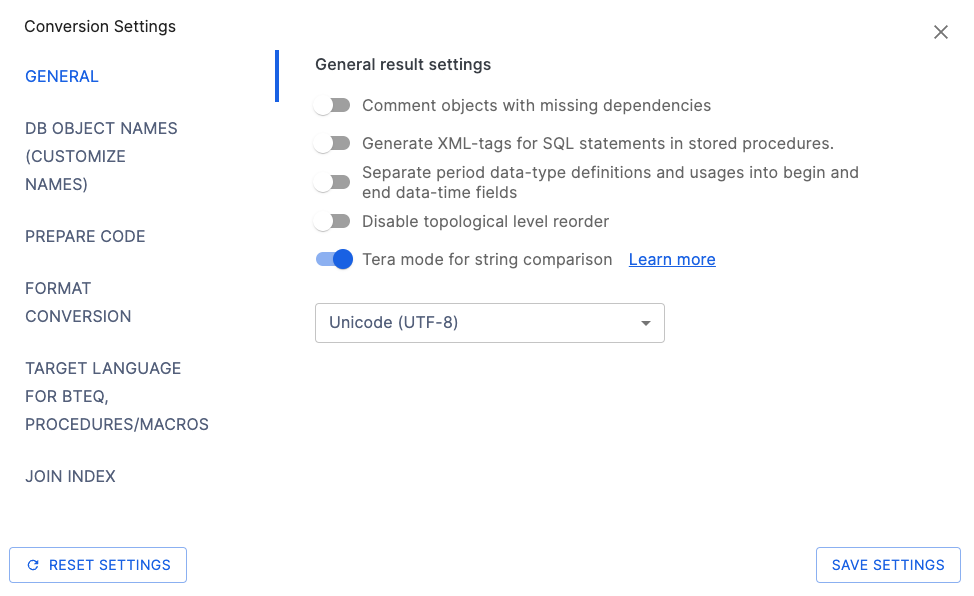 Conversion Settings in SnowConvert AI