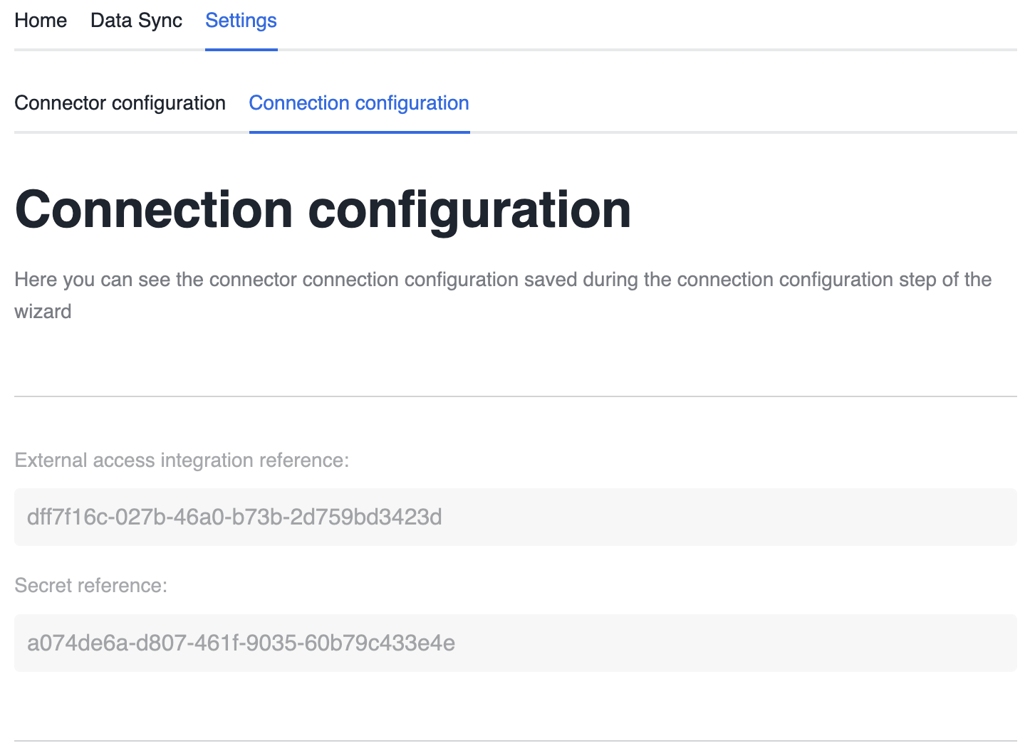 Definições de configuração da conexão