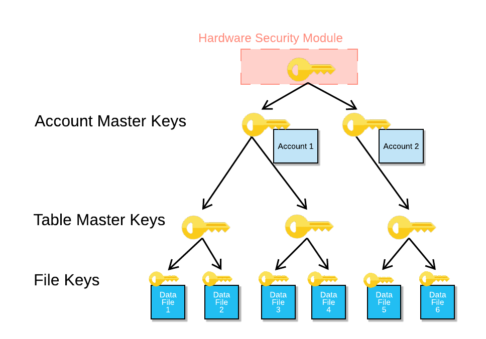 Key hierarchy rooted in Hardware Security Module