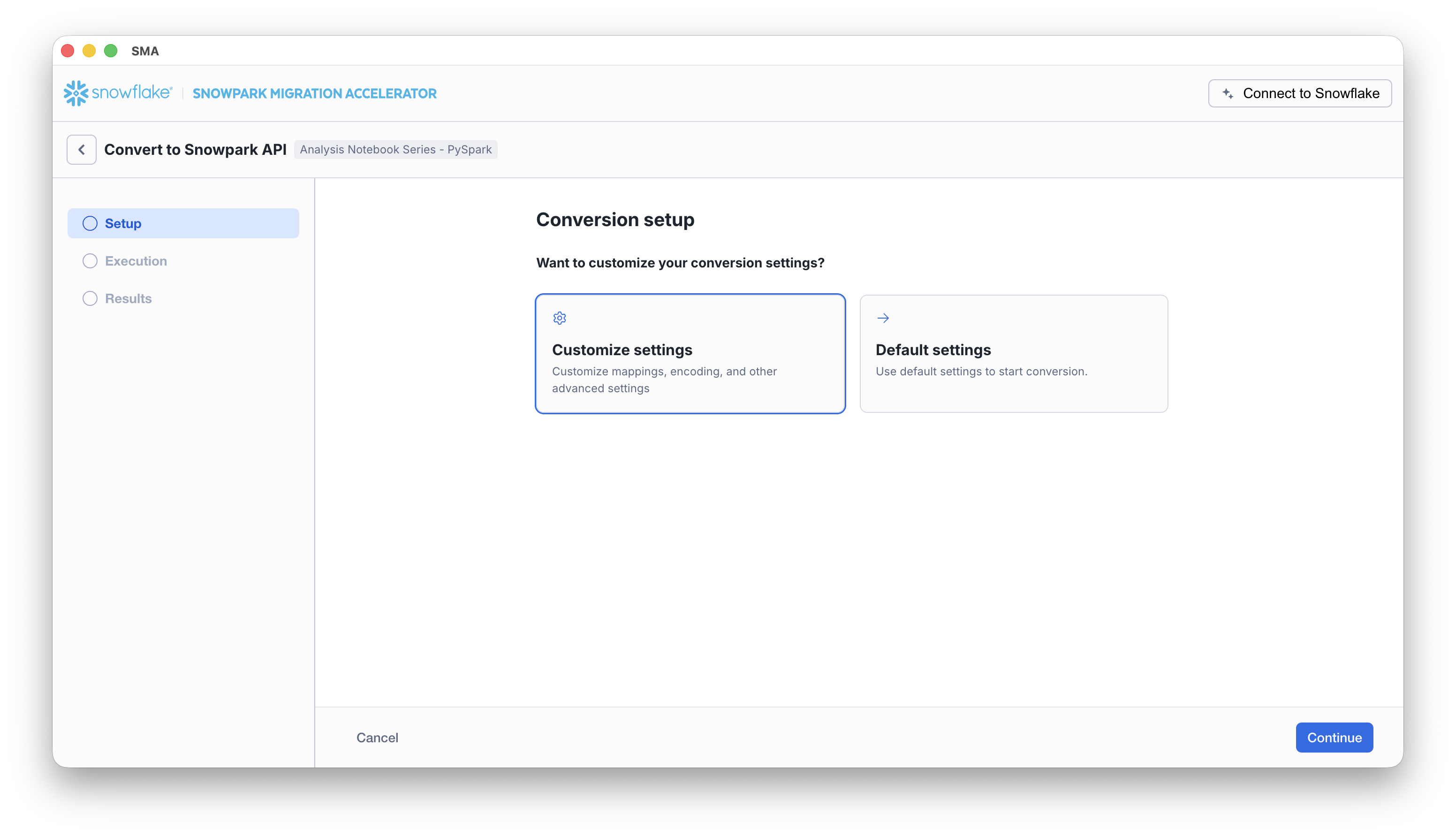 Opção de configuração de conversão