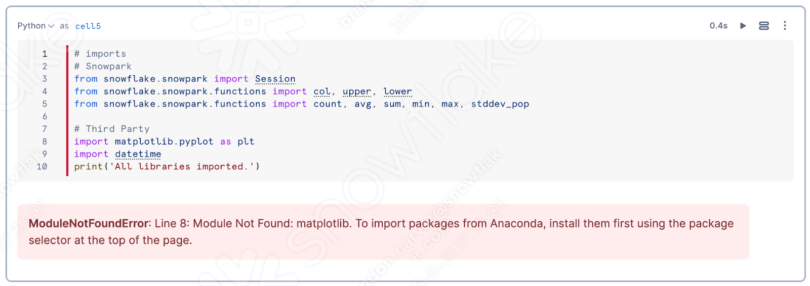 ModuleNotFoundError message