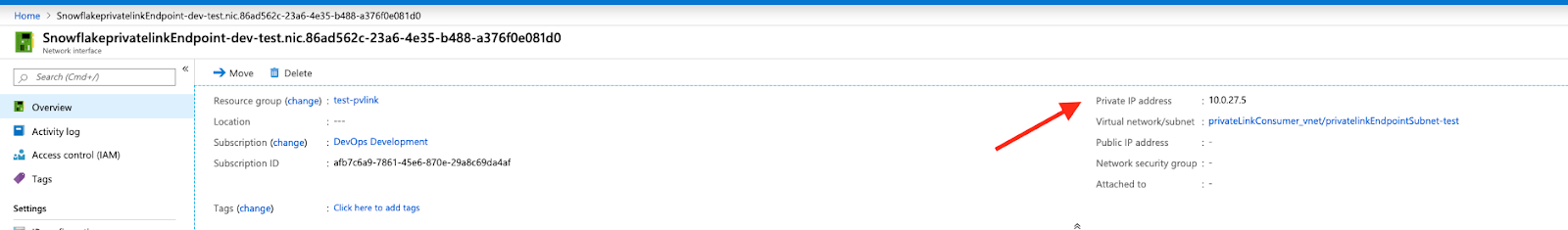 DNS private IP address
