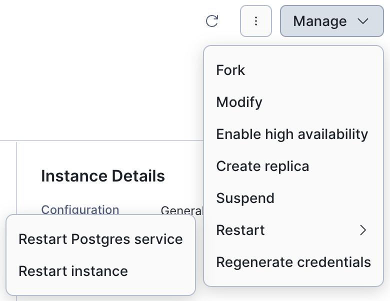 Snowflake Postgres restart Postgres service or server